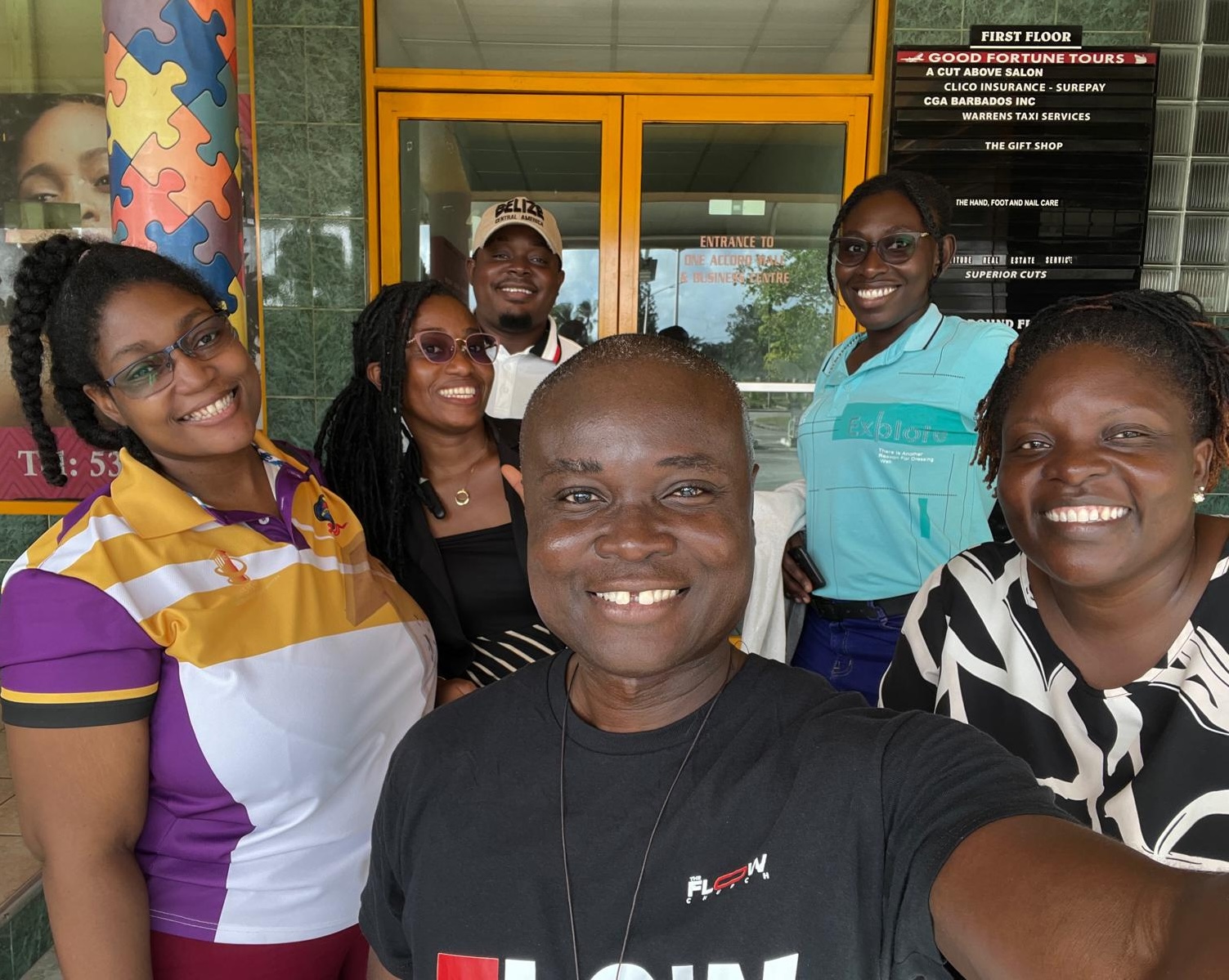 Smiling church family in Barbados